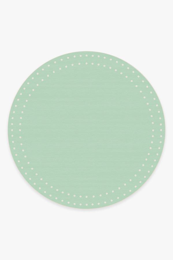 Dot Border Mint Rug 8' Round | Stain-Resistant