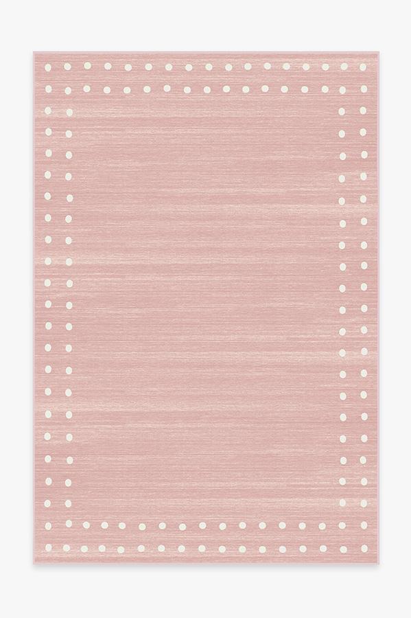 Dot Border Pink Rug 6'x9' | Stain-Resistant