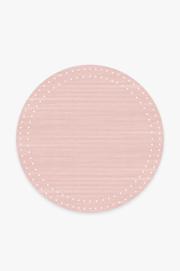 Dot Border Pink Rug 6' Round | Stain-Resistant