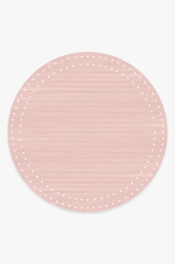 Dot Border Pink Rug 8' Round | Stain-Resistant
