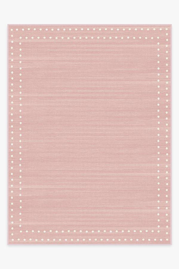 Dot Border Pink Rug 9'x12' | Stain-Resistant