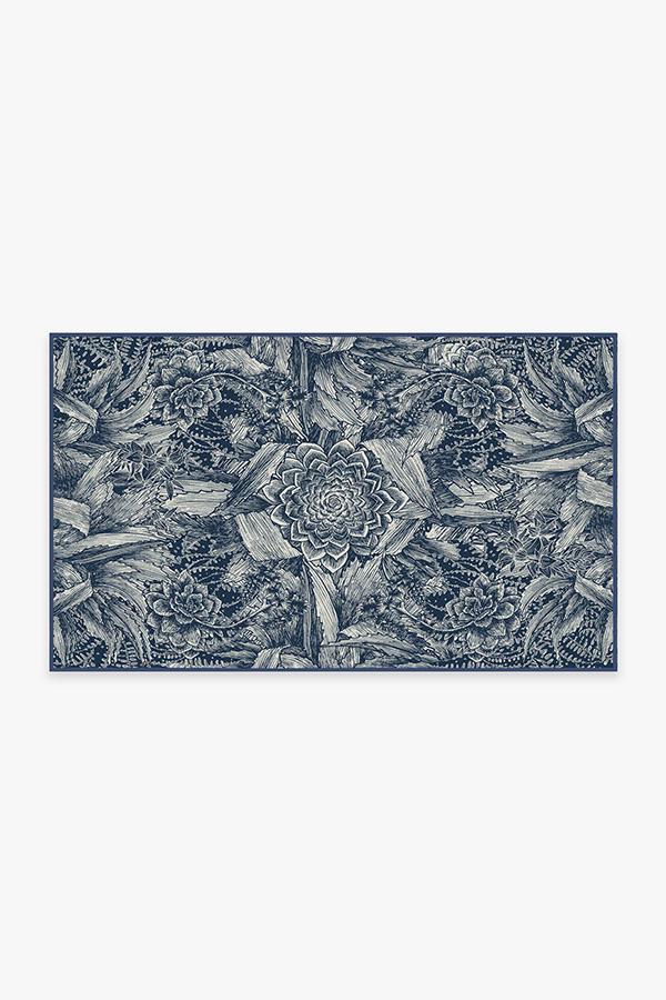 Echeveria Navy Rug 3'x5' | Stain-Resistant