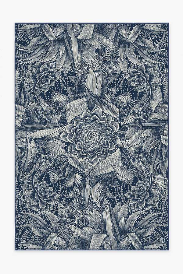 Echeveria Navy Rug 6'x9' | Stain-Resistant