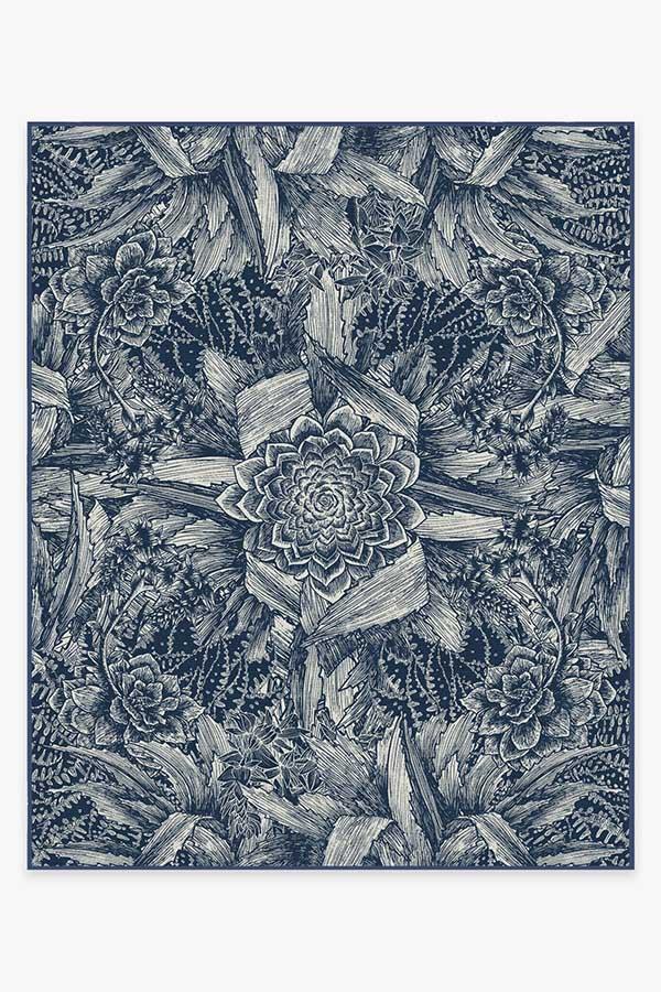 Echeveria Navy Rug 8'x10' | Stain-Resistant