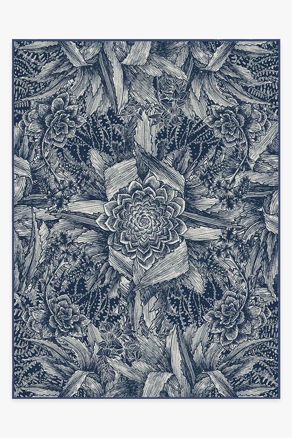 Echeveria Navy Rug 9'x12' | Stain-Resistant