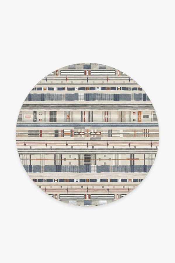 Effia Blue Rug 6' Round | Stain-Resistant