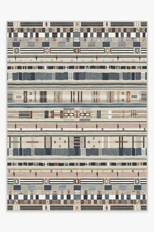 Effia Blue Rug 9'x12' | Stain-Resistant
