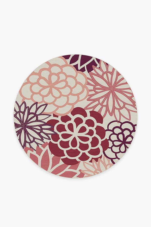 Emma Floral Rouge Pink Rug 6' Round | Stain-Resistant