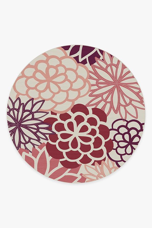 Emma Floral Rouge Pink Rug 8' Round | Stain-Resistant