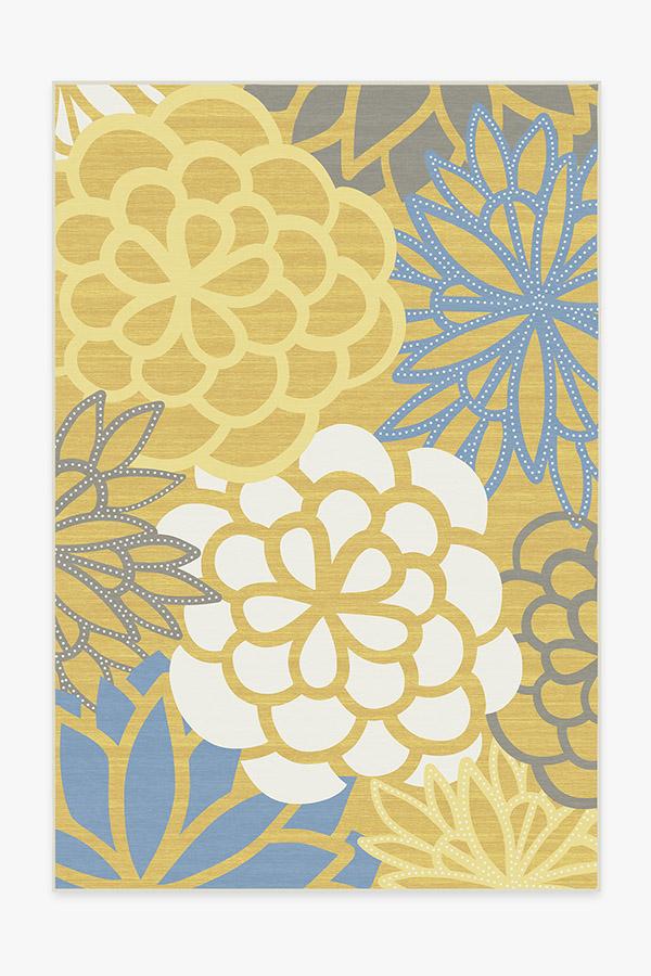 Emma Floral Yellow Rug 6'x9' | Stain-Resistant