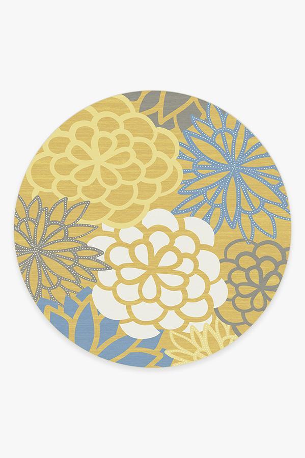 Emma Floral Yellow Rug 8' Round | Stain-Resistant