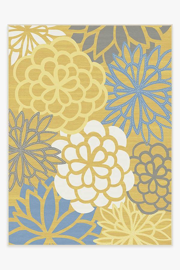 Emma Floral Yellow Rug 9'x12' | Stain-Resistant
