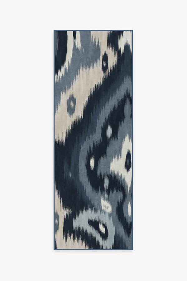 Endah Blue Rug 2.5'x10' | Stain-Resistant