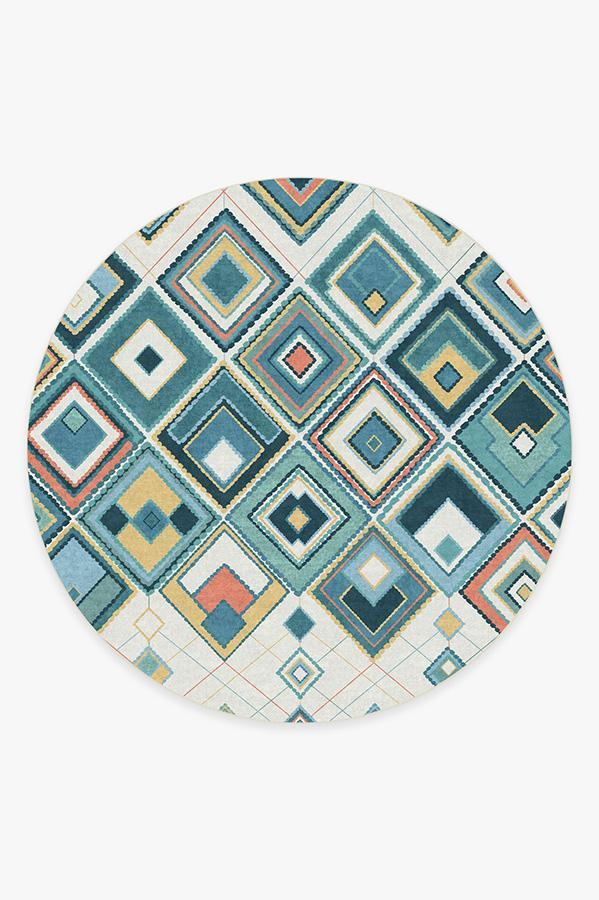 Esra Teal Rug 8' Round | Stain-Resistant