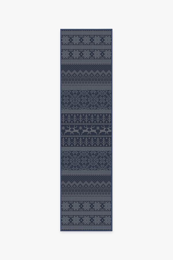 Fair Isle Blue Rug 2.5'x10' | Stain-Resistant