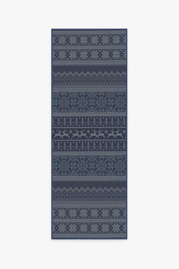 Fair Isle Blue Rug 2.5'x7' | Stain-Resistant