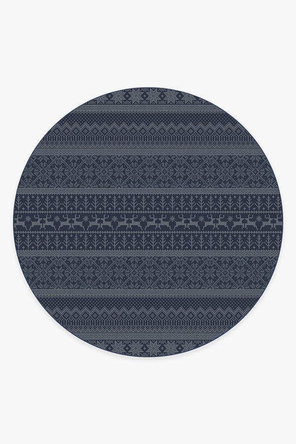 Fair Isle Blue Rug 8' Round | Stain-Resistant