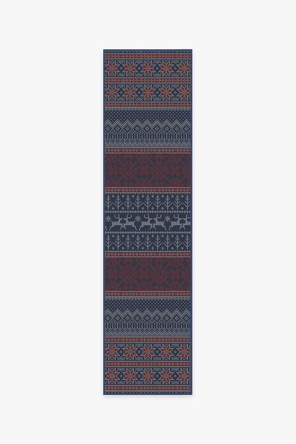 Fair Isle Red Rug 2.5'x10' | Stain-Resistant