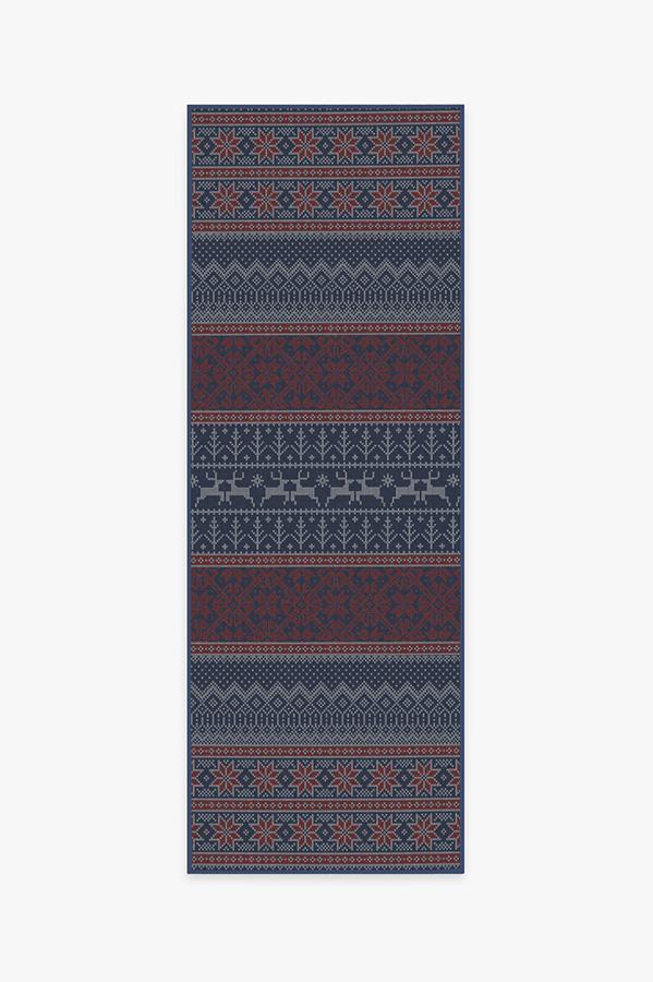 Fair Isle Red Rug 2.5'x7' | Stain-Resistant