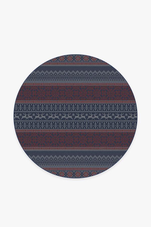 Fair Isle Red Rug 6' Round | Stain-Resistant