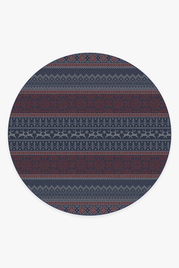 Fair Isle Red Rug 8' Round | Stain-Resistant
