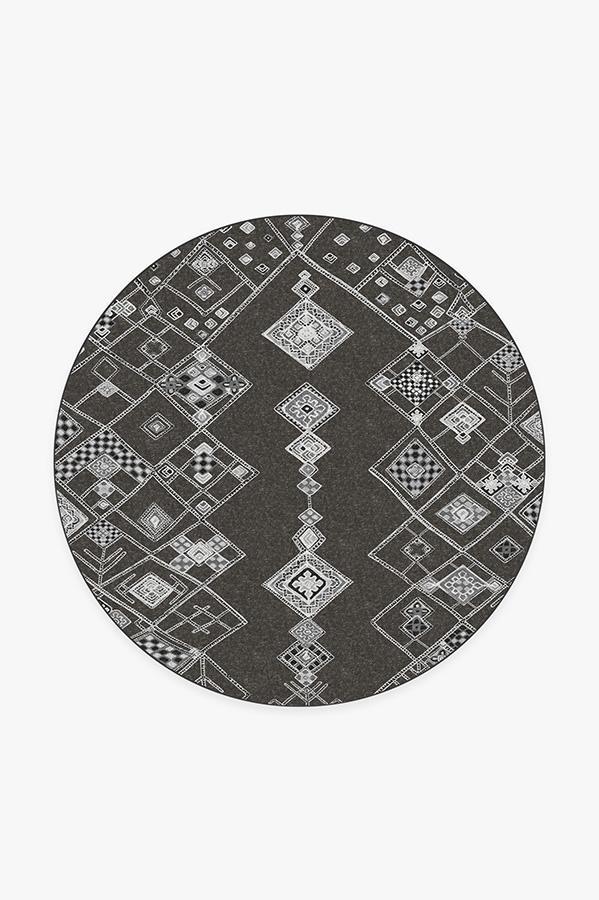 Farah Charcoal Rug 6' Round | Stain-Resistant