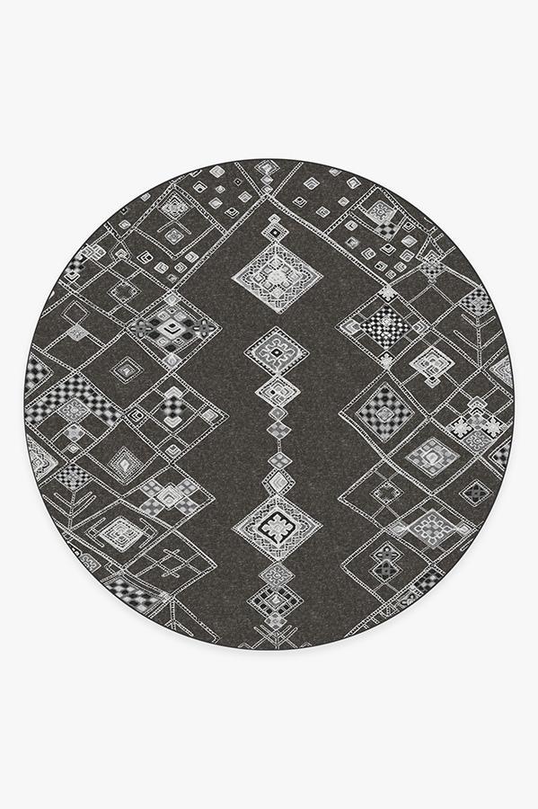 Farah Charcoal Rug 8' Round | Stain-Resistant