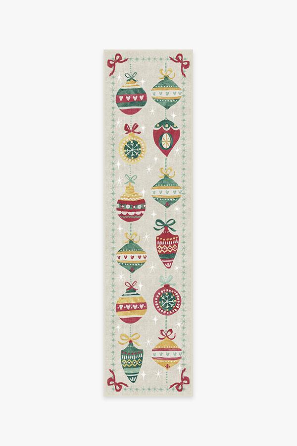 Festive Garland Holiday Shortbread Rug 2.5'x10' | Stain-Resistant