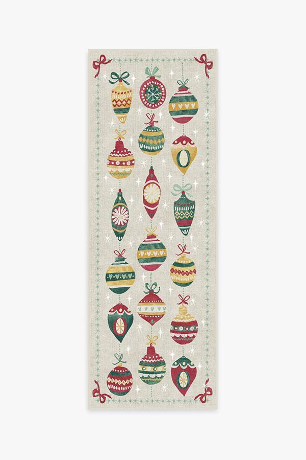 Festive Garland Holiday Shortbread Rug 2.5'x7' | Stain-Resistant