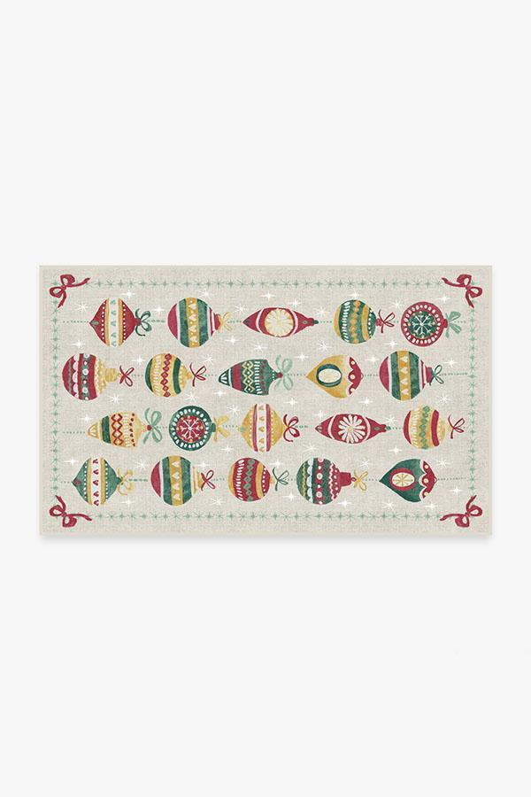 Festive Garland Holiday Shortbread Rug 3'x5' | Stain-Resistant