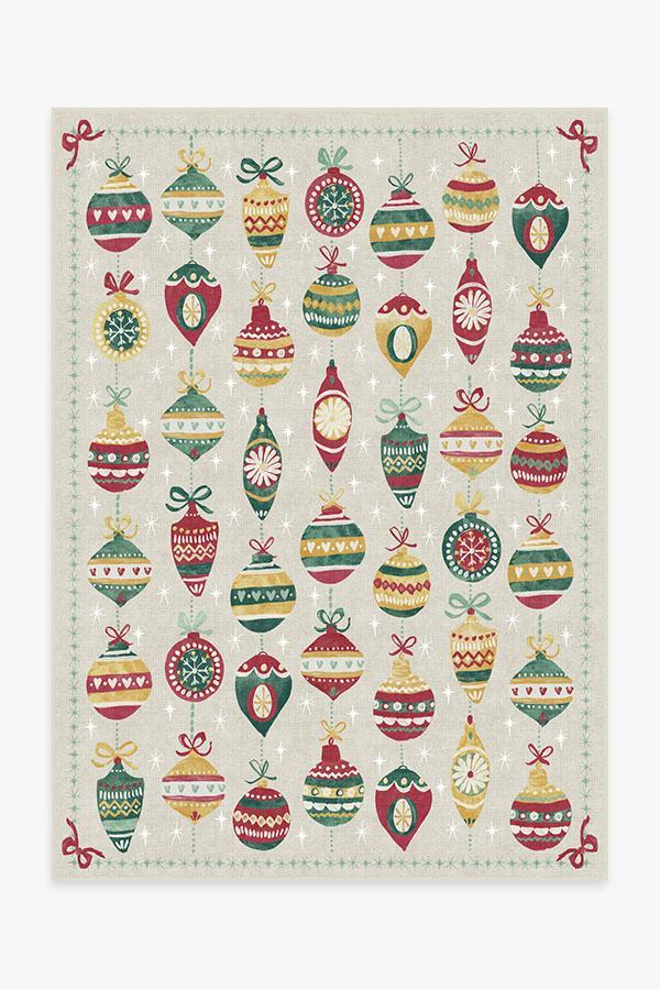 Festive Garland Holiday Shortbread Rug 5'x7' | Stain-Resistant