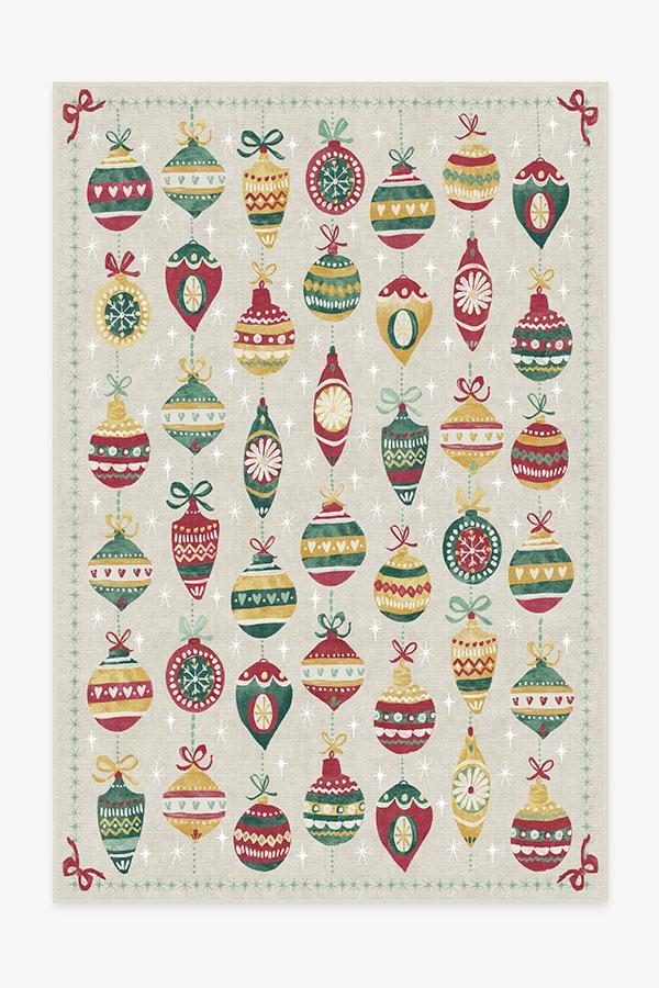 Festive Garland Holiday Shortbread Rug 6'x9' | Stain-Resistant