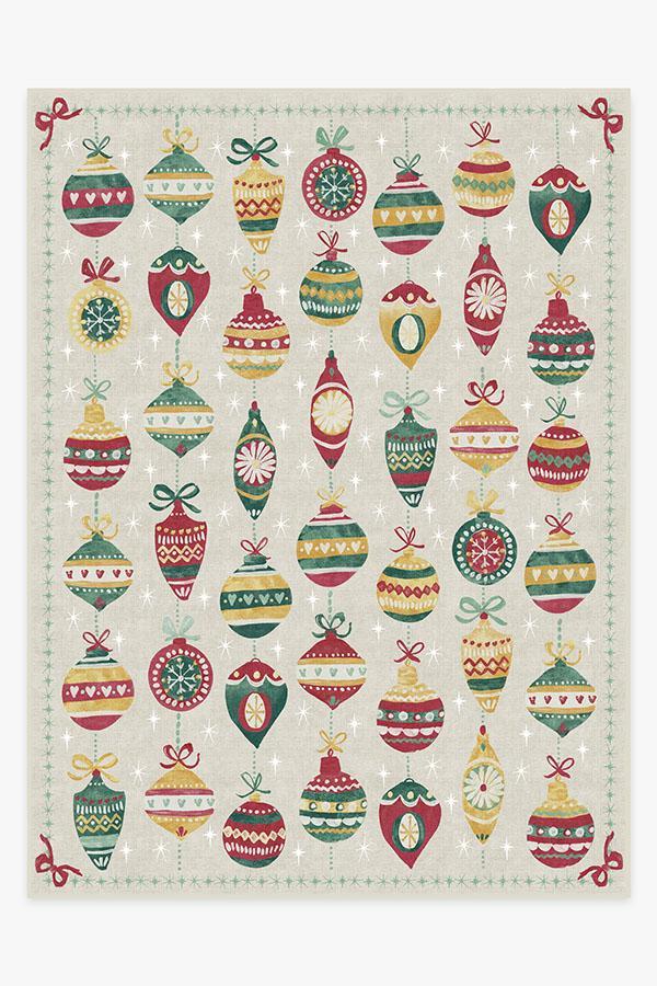 Festive Garland Holiday Shortbread Rug 9'x12' | Stain-Resistant