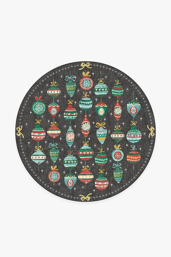 Festive Garland Multicolor Rug 6' Round | Stain-Resistant