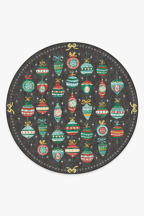 Festive Garland Multicolor Rug 8' Round | Stain-Resistant