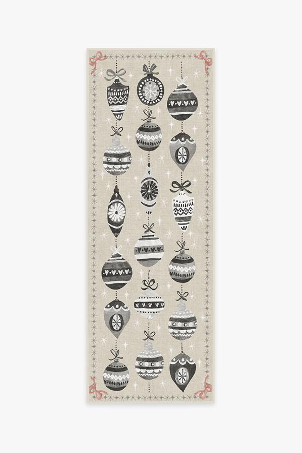 Festive Garland Warm Grey Rug 2.5'x7' | Stain-Resistant
