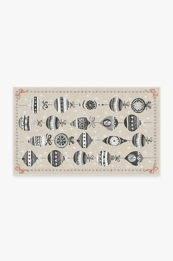 Festive Garland Warm Grey Rug 3'x5' | Stain-Resistant