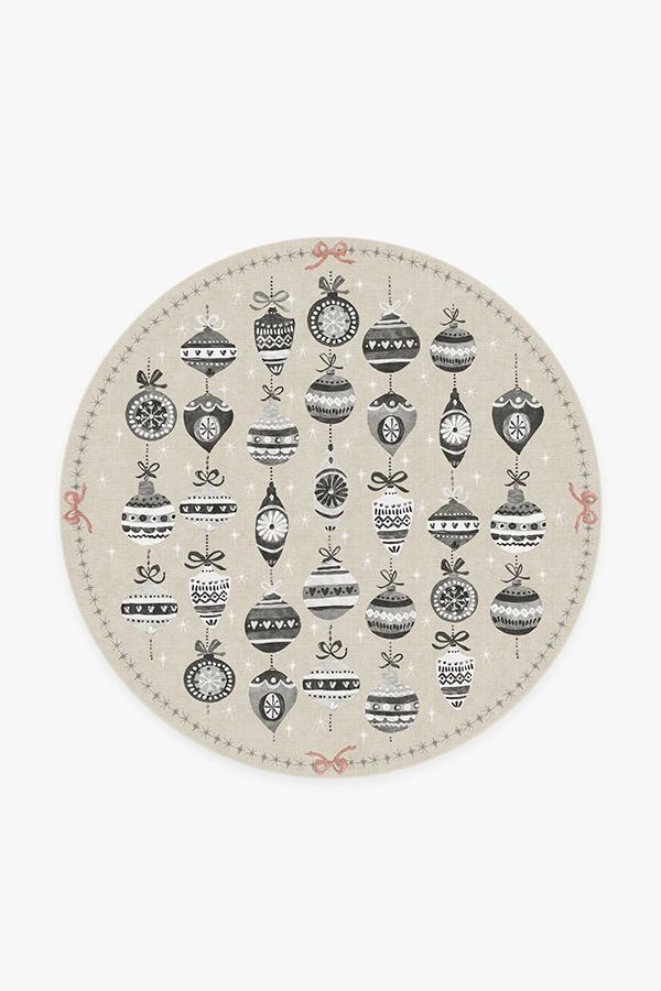 Festive Garland Warm Grey Rug 6' Round | Stain-Resistant