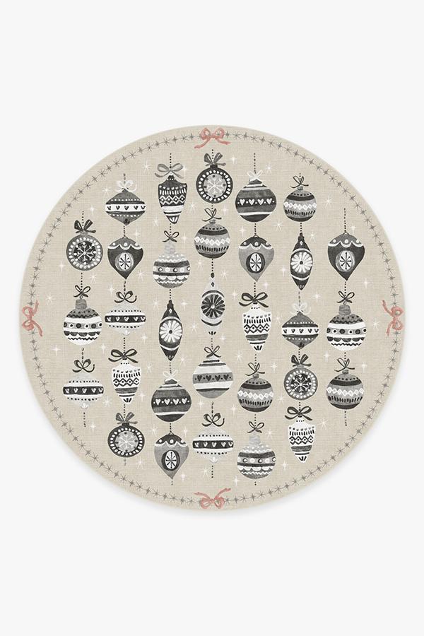 Festive Garland Warm Grey Rug 8' Round | Stain-Resistant