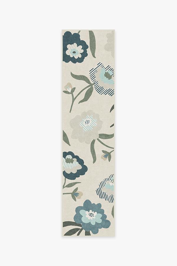 Fleur Margaritte Jade Rug 2.5'x10' | Stain-Resistant