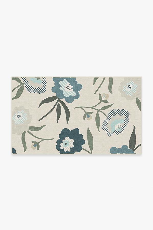 Fleur Margaritte Jade Rug 3'x5' | Stain-Resistant