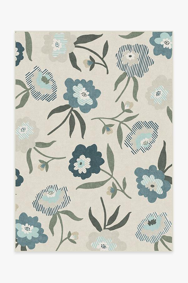 Fleur Margaritte Jade Rug 5'x7' | Stain-Resistant