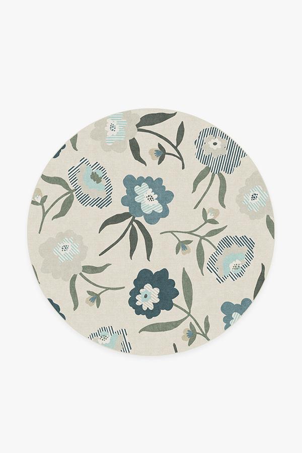Fleur Margaritte Jade Rug 6' Round | Stain-Resistant