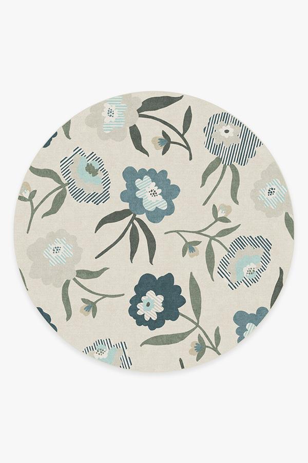 Fleur Margaritte Jade Rug 8' Round | Stain-Resistant