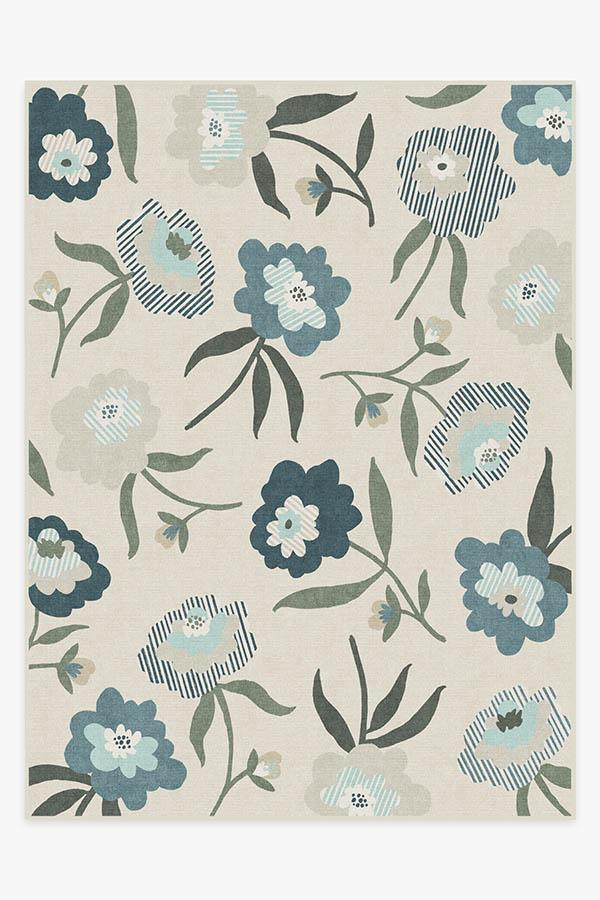 Fleur Margaritte Jade Rug 9'x12' | Stain-Resistant
