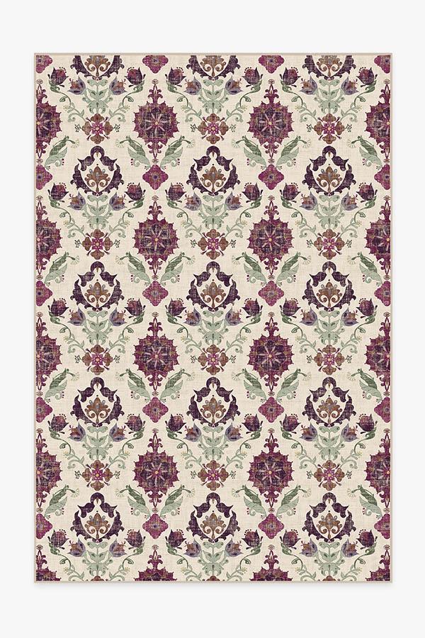 Floral Damask Mimi Purple Rug 6'x9' | Stain-Resistant