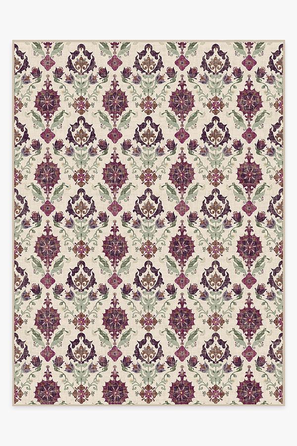 Floral Damask Mimi Purple Rug 9'x12' | Stain-Resistant
