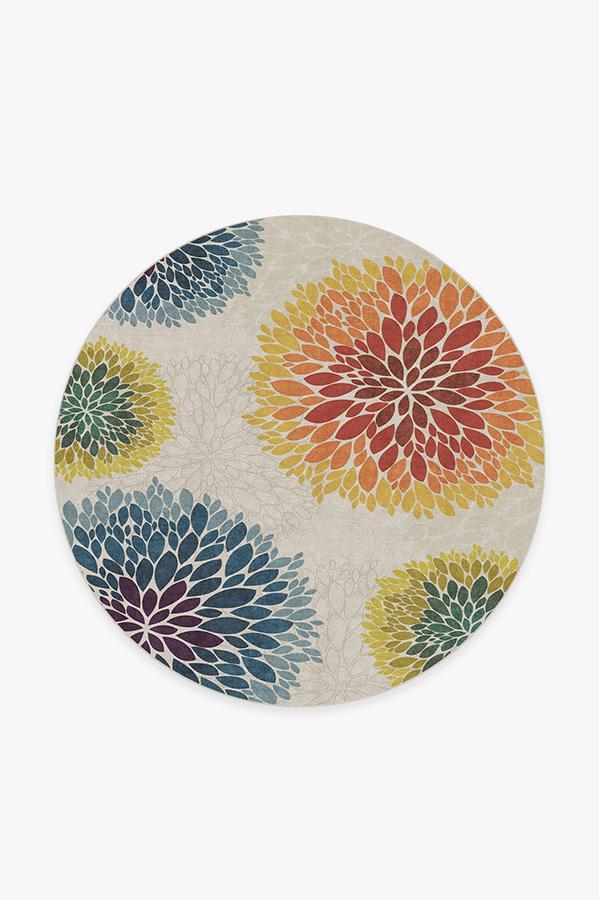 Floral Medallion Multicolor Rug 6' Round | Stain-Resistant