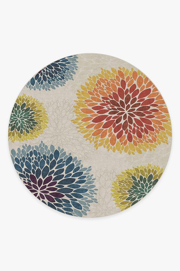 Floral Medallion Multicolor Rug 8' Round | Stain-Resistant