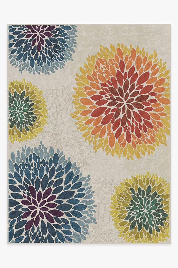 Floral Medallion Multicolor Rug 9'x12' | Stain-Resistant